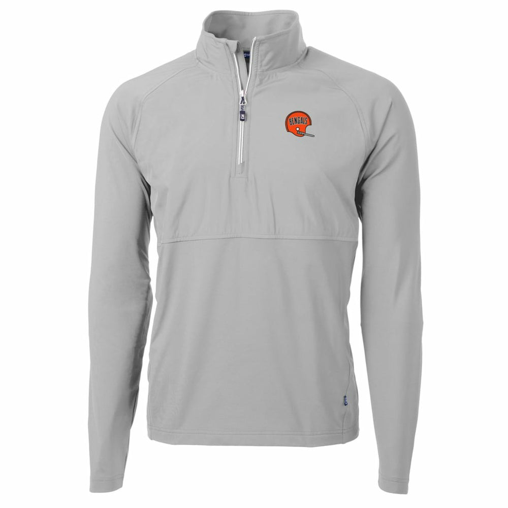Cincinnati Bengals Cutter & Buck Adapt Eco Knit Hybrid Recycled Quarter-Zip Throwback Pullover Top - Gray Pullover
