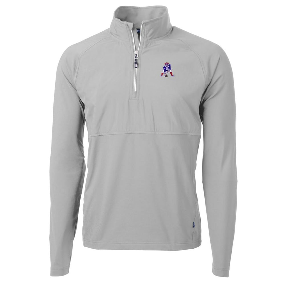 New England Patriots Cutter & Buck Adapt Eco Knit Hybrid Recycled Quarter-Zip Throwback Pullover Top - Gray Pullover