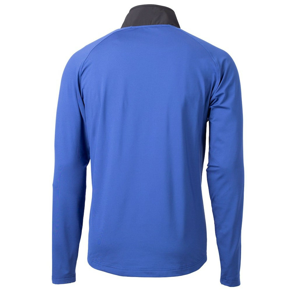 New England Patriots Cutter & Buck Adapt Eco Knit Hybrid Recycled Quarter-Zip Throwback Pullover Top - Royal/Black Pullover