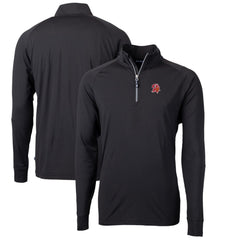 Tampa Bay Buccaneers Cutter & Buck Adapt Eco Knit Stretch Recycled Quarter-Zip Throwback Pullover Top - Black Pullover