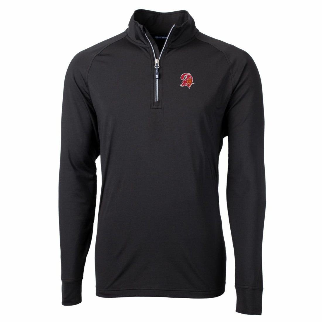 Tampa Bay Buccaneers Cutter & Buck Adapt Eco Knit Stretch Recycled Quarter-Zip Throwback Pullover Top - Black Pullover