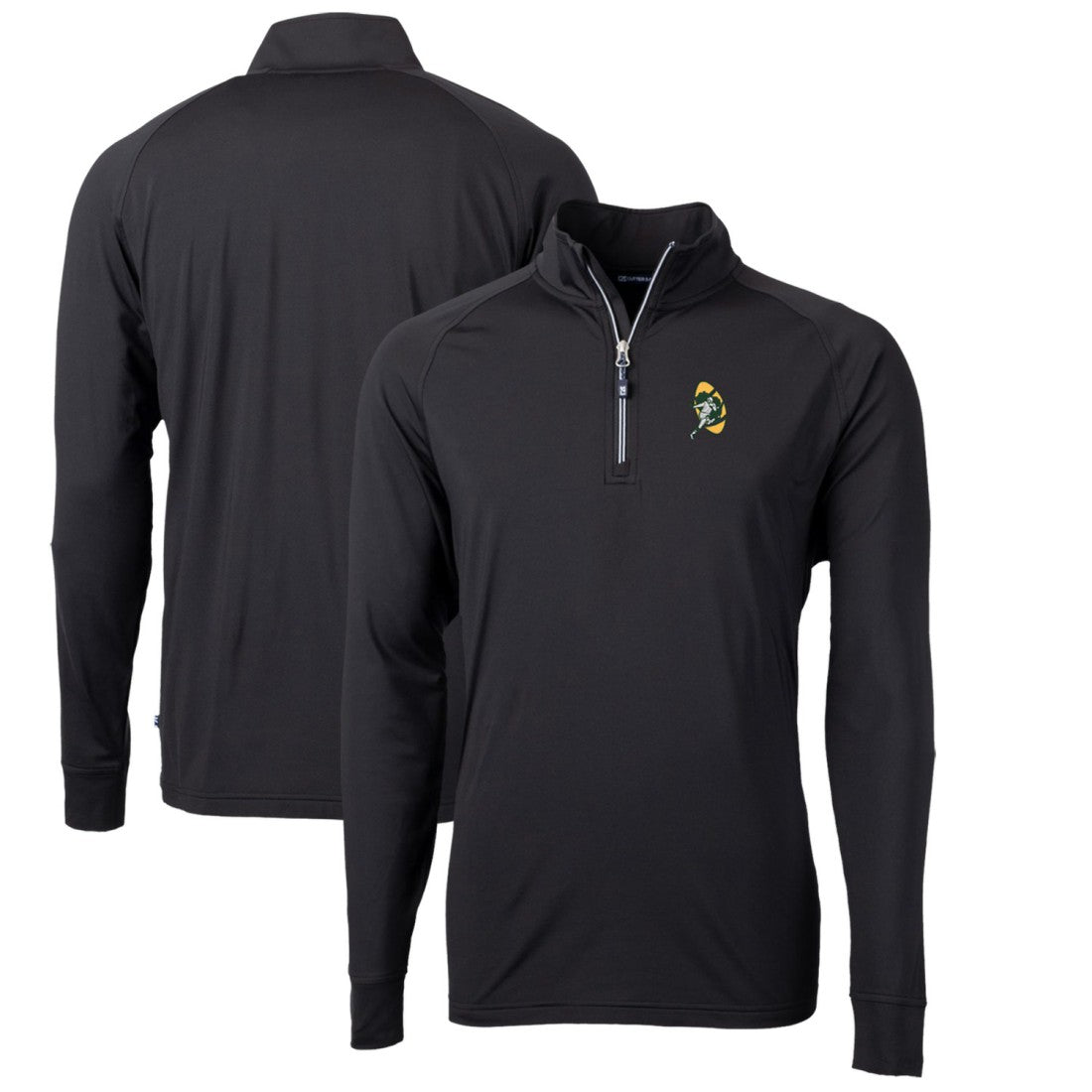 Green Bay Packers Cutter & Buck Adapt Eco Knit Stretch Recycled Quarter-Zip Throwback Pullover Top - Black Pullover