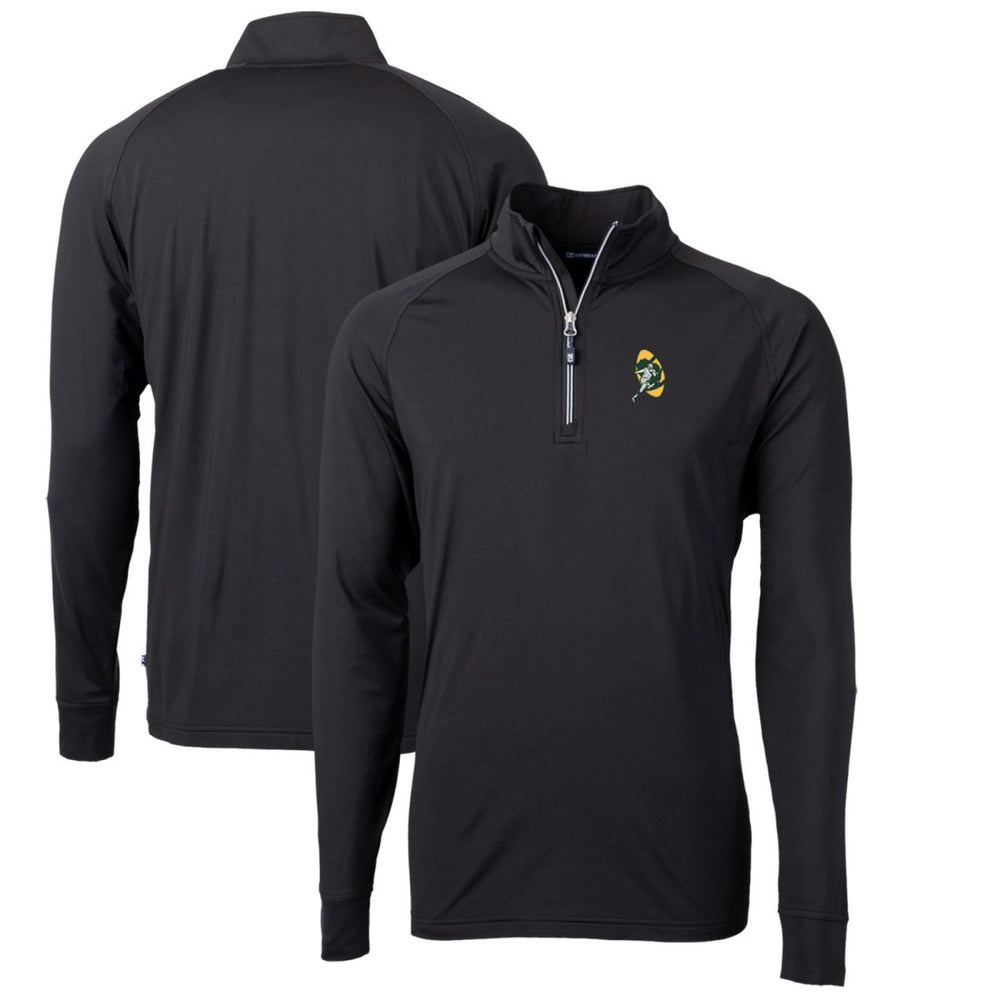 Green Bay Packers Cutter & Buck Adapt Eco Knit Stretch Recycled Quarter-Zip Throwback Pullover Top - Black Pullover