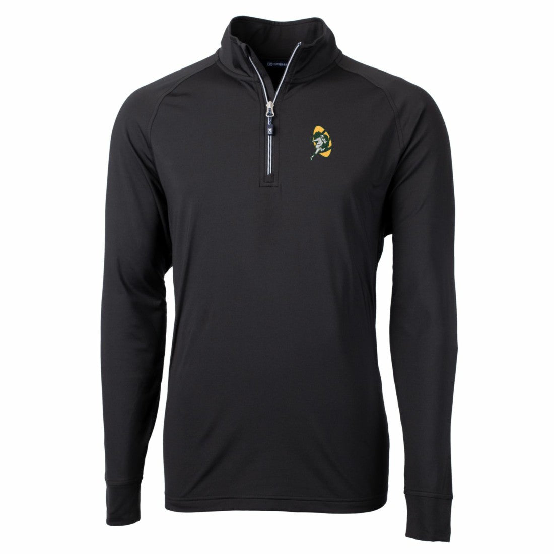 Green Bay Packers Cutter & Buck Adapt Eco Knit Stretch Recycled Quarter-Zip Throwback Pullover Top - Black Pullover