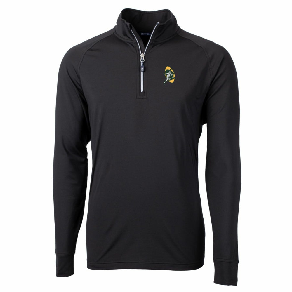 Green Bay Packers Cutter & Buck Adapt Eco Knit Stretch Recycled Quarter-Zip Throwback Pullover Top - Black Pullover