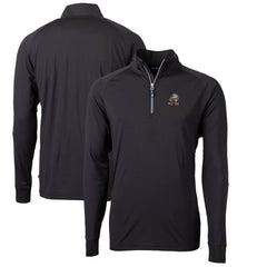 Cleveland Browns Cutter & Buck Adapt Eco Knit Stretch Recycled Quarter-Zip Throwback Pullover Top - Black Pullover