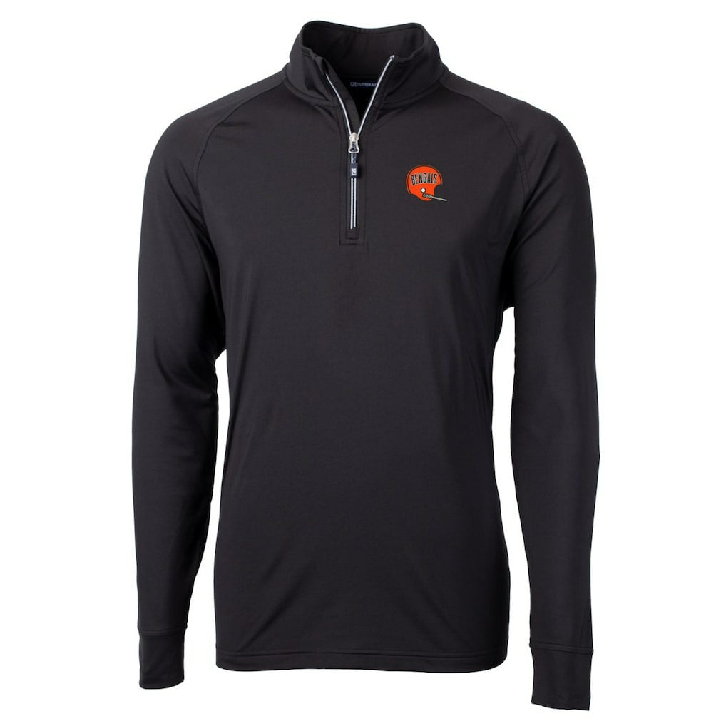 Cincinnati Bengals Cutter & Buck Adapt Eco Knit Stretch Recycled Quarter-Zip Throwback Pullover Top - Black Pullover
