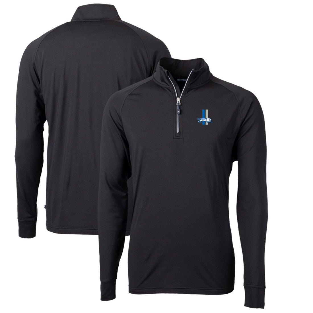 Detroit Lions Cutter & Buck Adapt Eco Knit Stretch Recycled Quarter-Zip Throwback Pullover Top - Black Pullover