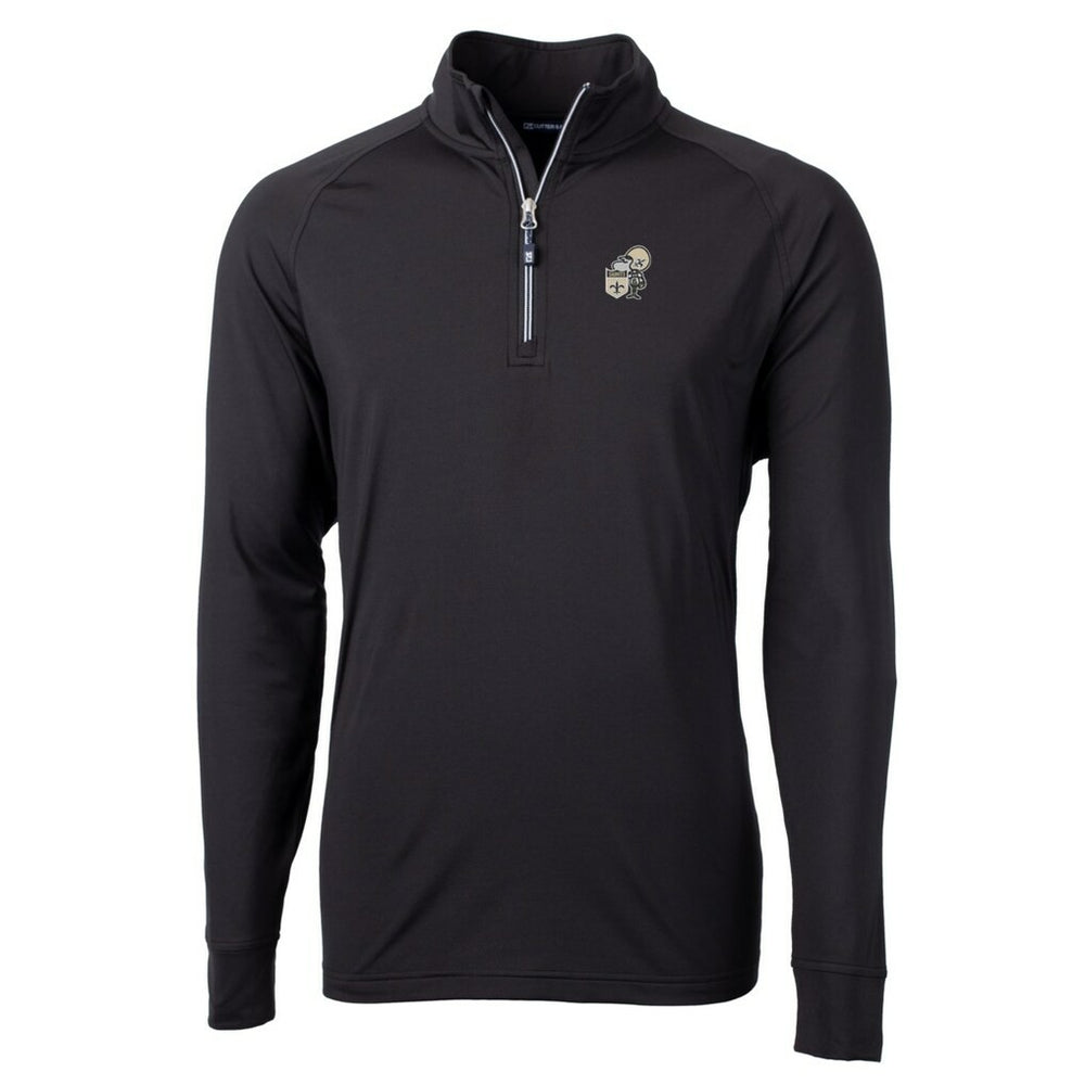 New Orleans Saints Cutter & Buck Adapt Eco Knit Stretch Recycled Quarter-Zip Throwback Pullover Top - Black Pullover
