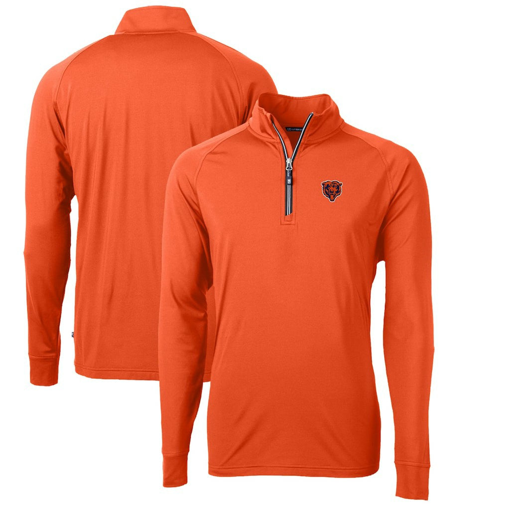 Chicago Bears Cutter & Buck Adapt Eco Knit Stretch Recycled Quarter-Zip Throwback Pullover Top - Orange Pullover