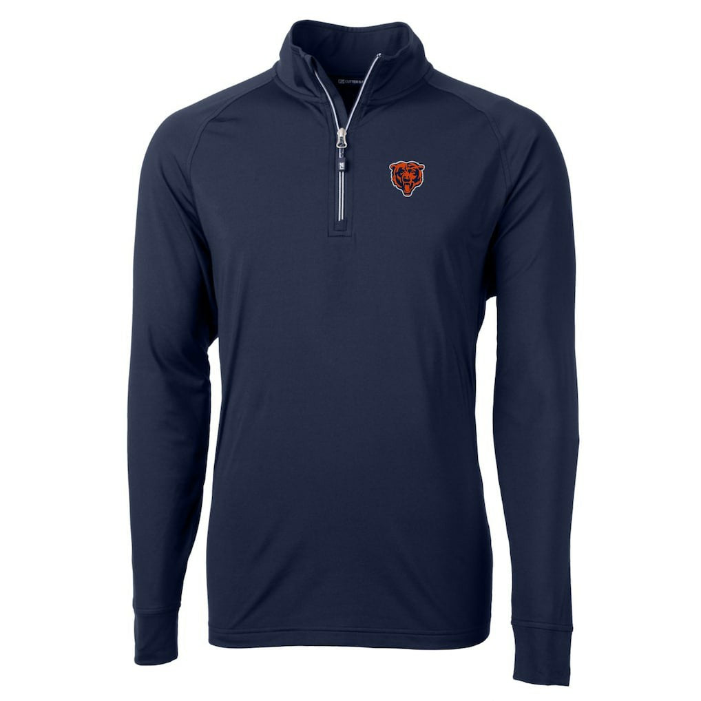 Chicago Bears Cutter & Buck Adapt Eco Knit Stretch Recycled Quarter-Zip Throwback Pullover Top - Navy Pullover