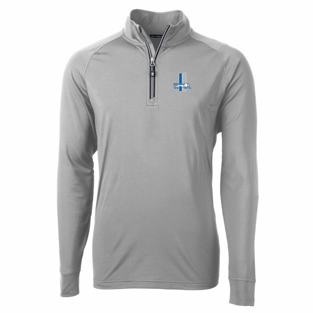 Detroit Lions Cutter & Buck Adapt Eco Knit Stretch Recycled Quarter-Zip Throwback Pullover Top - Gray Pullover