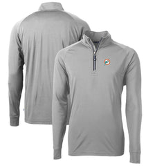 Miami Dolphins Cutter & Buck Adapt Eco Knit Stretch Recycled Quarter-Zip Throwback Pullover Top - Gray Pullover