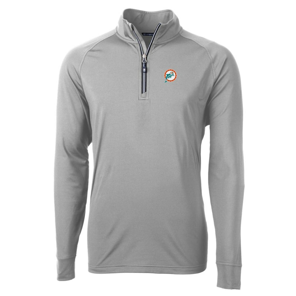 Miami Dolphins Cutter & Buck Adapt Eco Knit Stretch Recycled Quarter-Zip Throwback Pullover Top - Gray Pullover