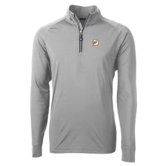 Miami Dolphins Cutter & Buck Adapt Eco Knit Stretch Recycled Quarter-Zip Throwback Pullover Top - Gray Pullover