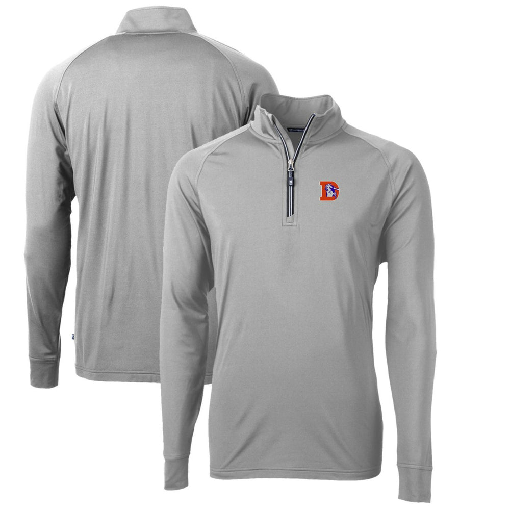 Denver Broncos Cutter & Buck Adapt Eco Knit Stretch Recycled Quarter-Zip Throwback Pullover Top - Gray Pullover