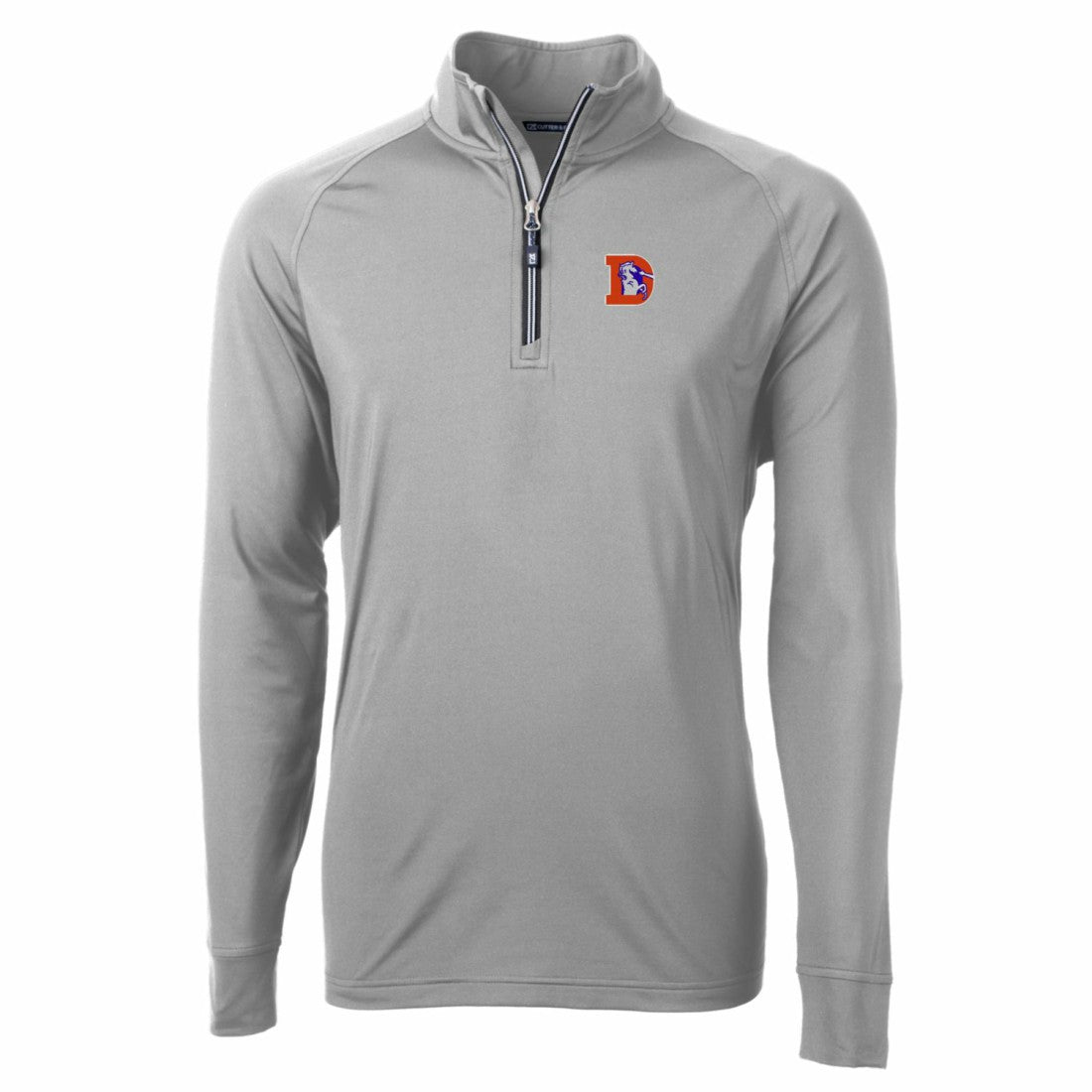 Denver Broncos Cutter & Buck Adapt Eco Knit Stretch Recycled Quarter-Zip Throwback Pullover Top - Gray Pullover
