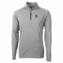 Denver Broncos Cutter & Buck Adapt Eco Knit Stretch Recycled Quarter-Zip Throwback Pullover Top - Gray Pullover