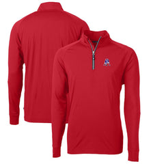 New England Patriots Cutter & Buck Adapt Eco Knit Stretch Recycled Quarter-Zip Throwback Pullover Top - Red Pullover