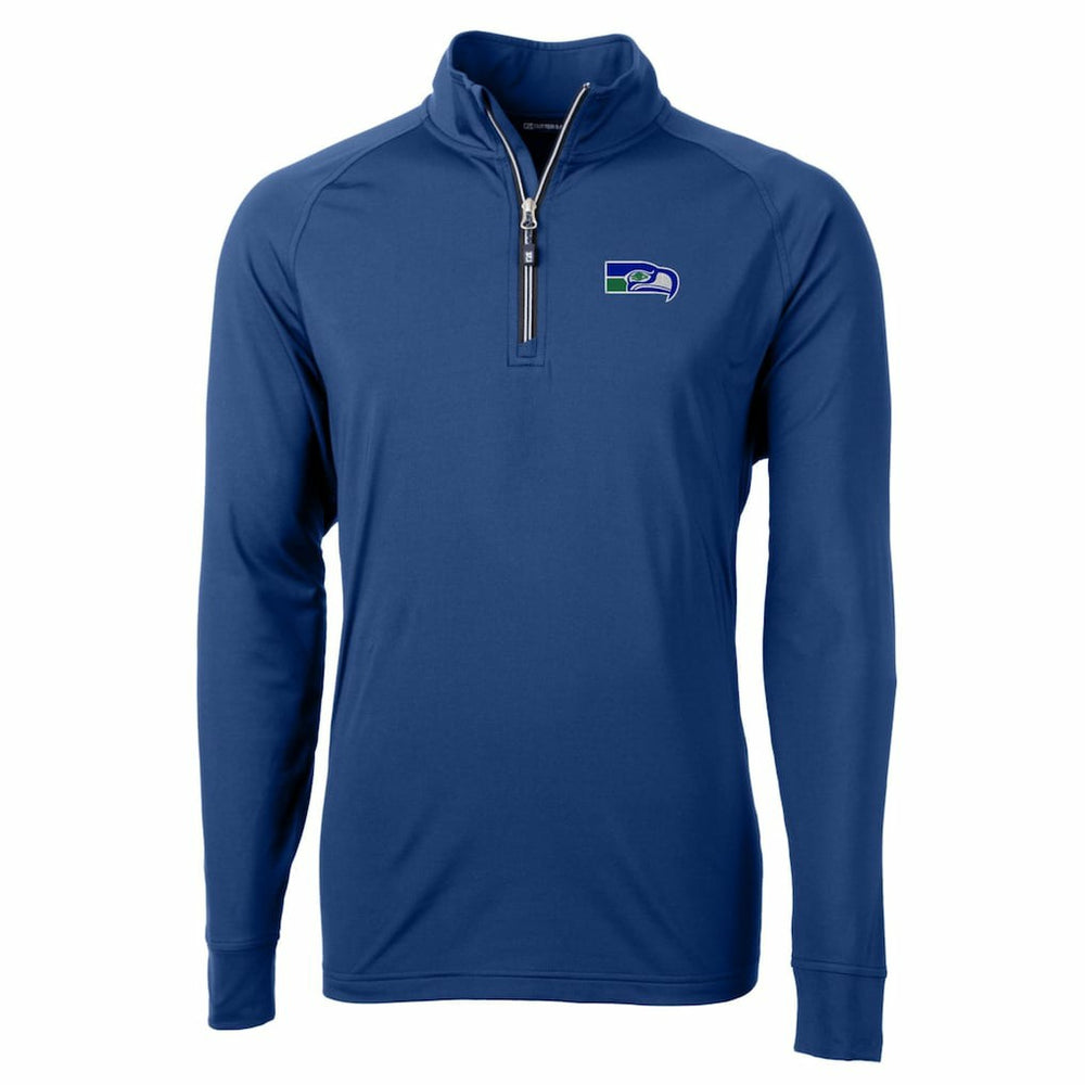 Seattle Seahawks Cutter & Buck Adapt Eco Knit Stretch Recycled Quarter-Zip Throwback Pullover Top - Royal Pullover