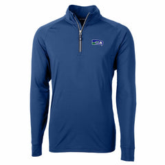 Seattle Seahawks Cutter & Buck Adapt Eco Knit Stretch Recycled Quarter-Zip Throwback Pullover Top - Royal Pullover