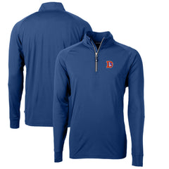Denver Broncos Cutter & Buck Adapt Eco Knit Stretch Recycled Quarter-Zip Throwback Pullover Top - Royal Pullover