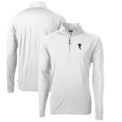 Atlanta Falcons Cutter & Buck Adapt Eco Knit Stretch Recycled Quarter-Zip Throwback Pullover Top - White Pullover