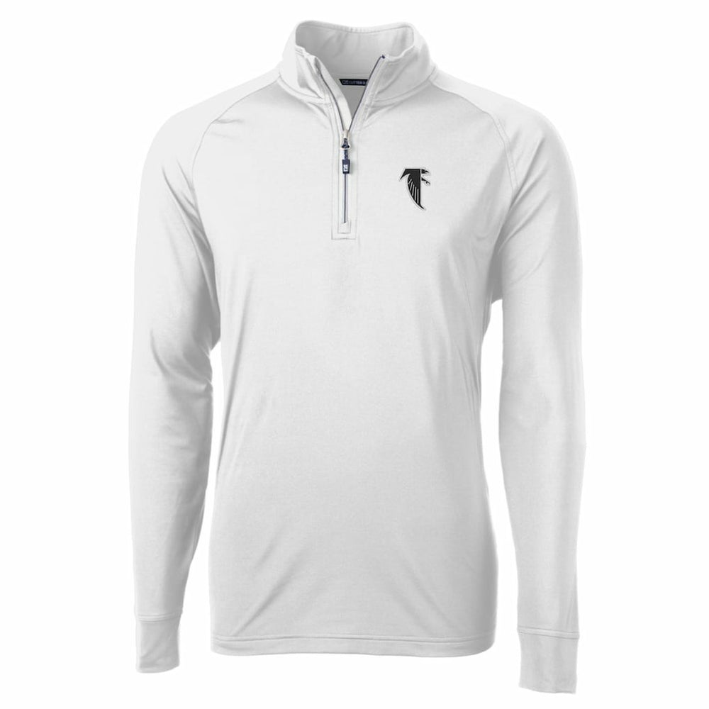 Atlanta Falcons Cutter & Buck Adapt Eco Knit Stretch Recycled Quarter-Zip Throwback Pullover Top - White Pullover