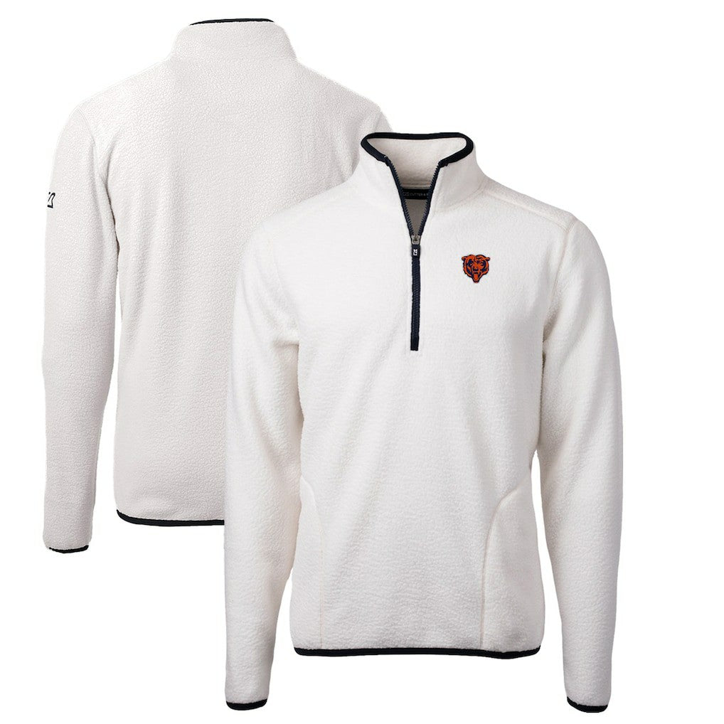 Chicago Bears Cutter & Buck Throwback Eco Sherpa Fleece Quarter-Zip Pullover Jacket - White Pullover