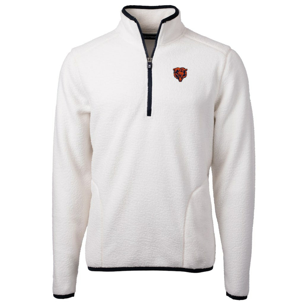 Chicago Bears Cutter & Buck Throwback Eco Sherpa Fleece Quarter-Zip Pullover Jacket - White Pullover