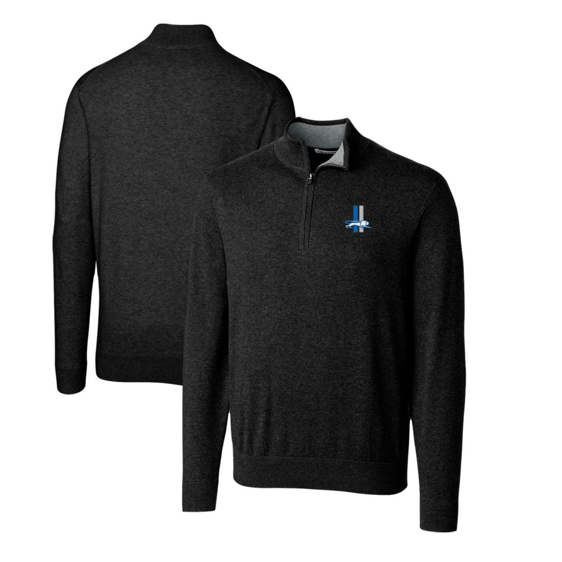 Detroit Lions Cutter & Buck Throwback Logo Lakemont Tri-Blend Quarter-Zip Pullover Sweater - Black Pullover