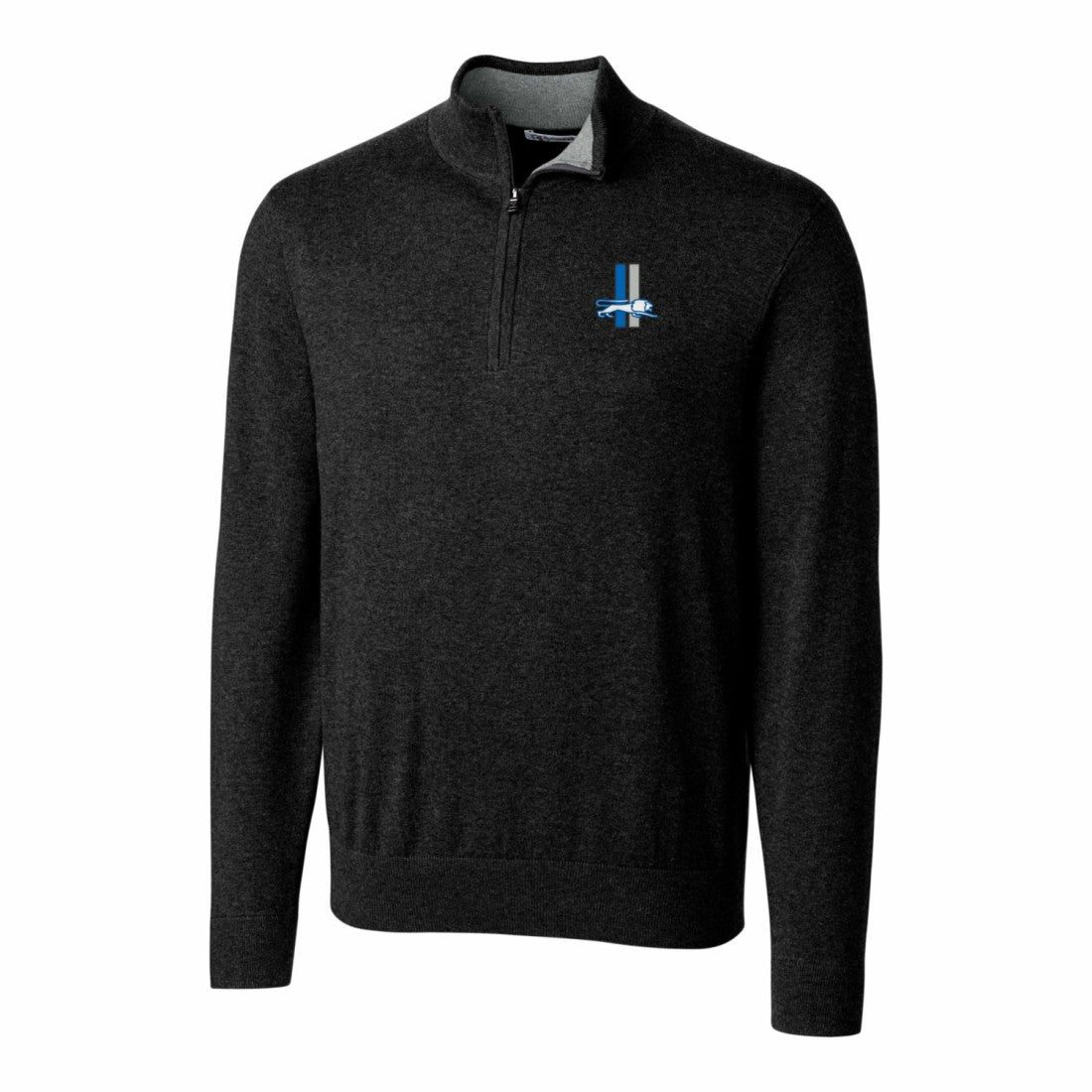 Detroit Lions Cutter & Buck Throwback Logo Lakemont Tri-Blend Quarter-Zip Pullover Sweater - Black Pullover