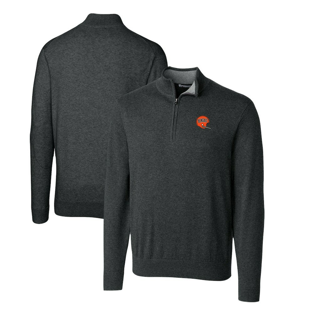 Cincinnati Bengals Cutter & Buck Throwback Logo Lakemont Tri-Blend Quarter-Zip Pullover Sweater - Heather Charcoal Pullover