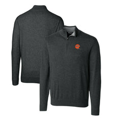 Cincinnati Bengals Cutter & Buck Throwback Logo Lakemont Tri-Blend Quarter-Zip Pullover Sweater - Heather Charcoal Pullover