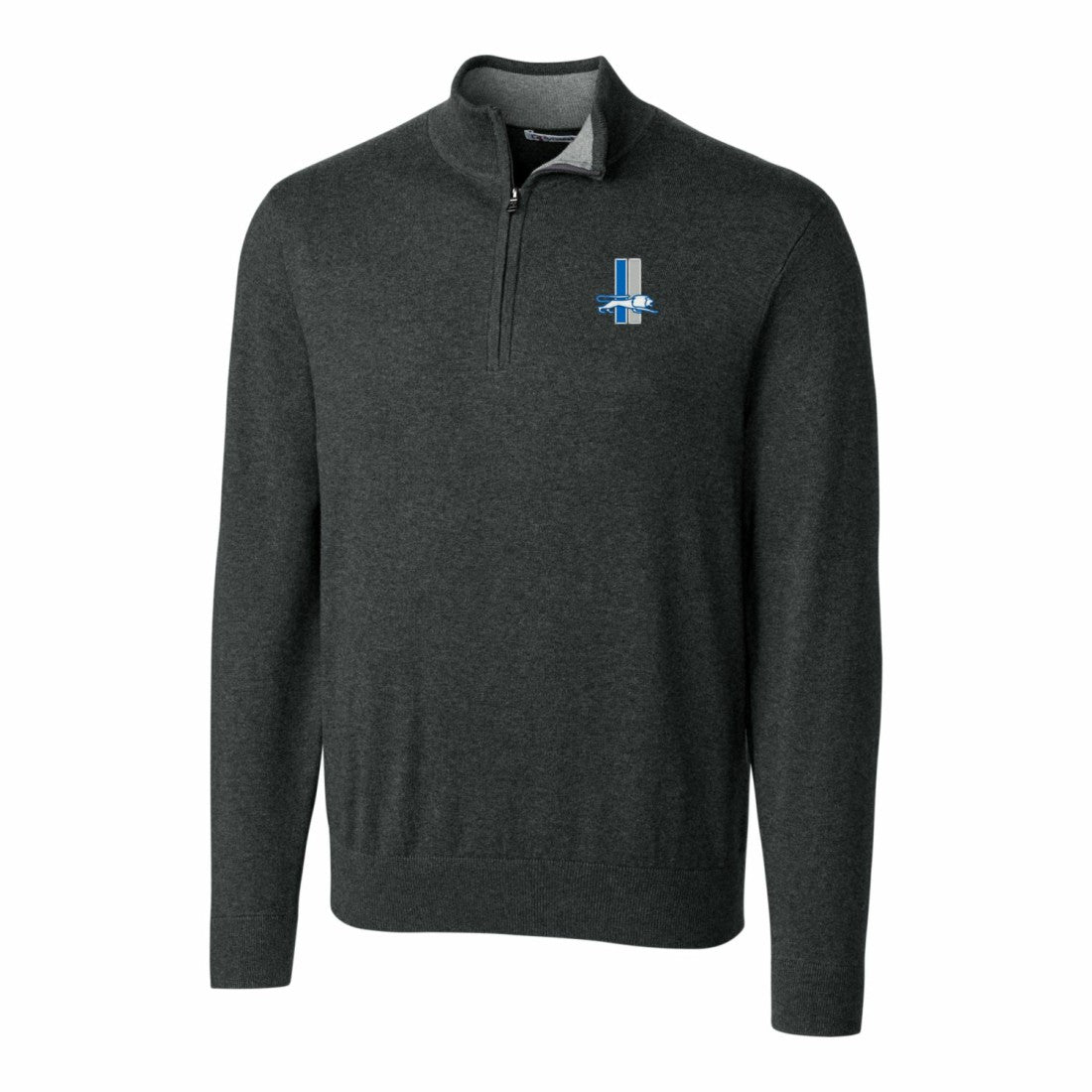 Detroit Lions Cutter & Buck Throwback Logo Lakemont Tri-Blend Quarter-Zip Pullover Sweater - Heather Charcoal Pullover