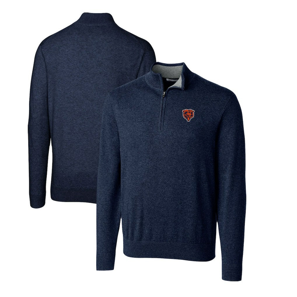Chicago Bears Cutter & Buck Throwback Logo Lakemont Tri-Blend Quarter-Zip Pullover Sweater - Navy Pullover