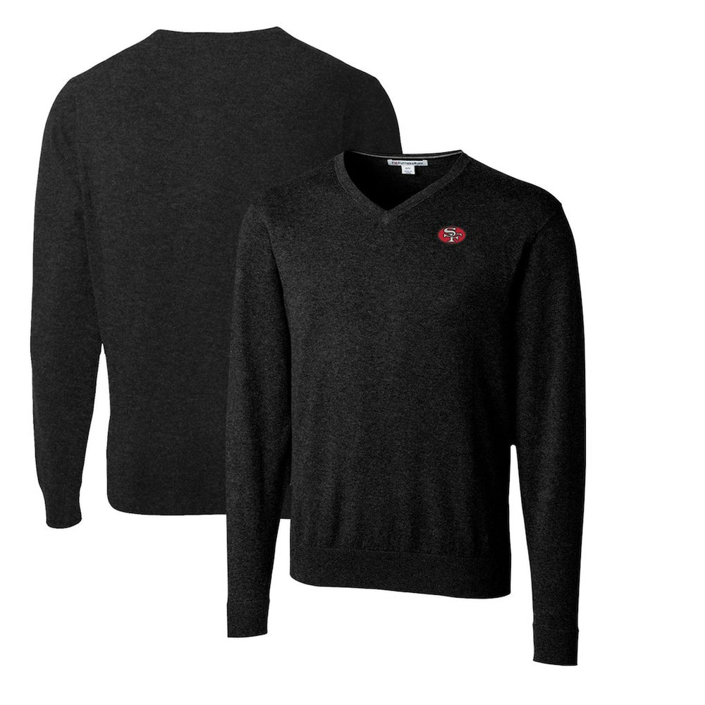 San Francisco 49ers Cutter & Buck Throwback Logo Lakemont Tri-Blend V-Neck Pullover Sweater - Black Pullover
