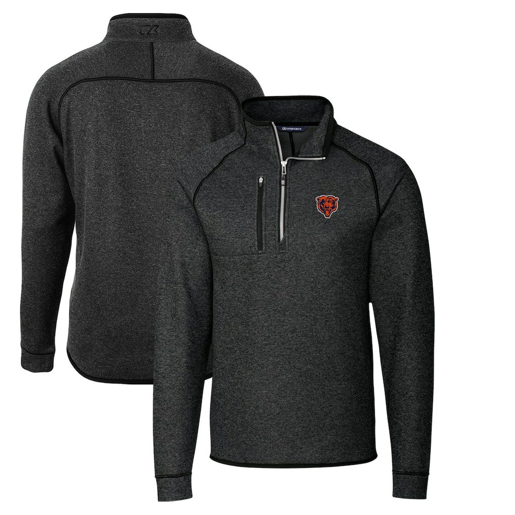 Chicago Bears Cutter & Buck Throwback Logo Mainsail Sweater-Knit Half-Zip Pullover Jacket - Heather Charcoal Pullover