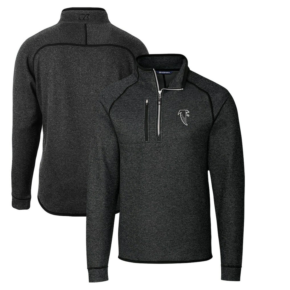 Atlanta Falcons Cutter & Buck Throwback Logo Mainsail Sweater-Knit Half-Zip Pullover Jacket - Heather Charcoal Pullover
