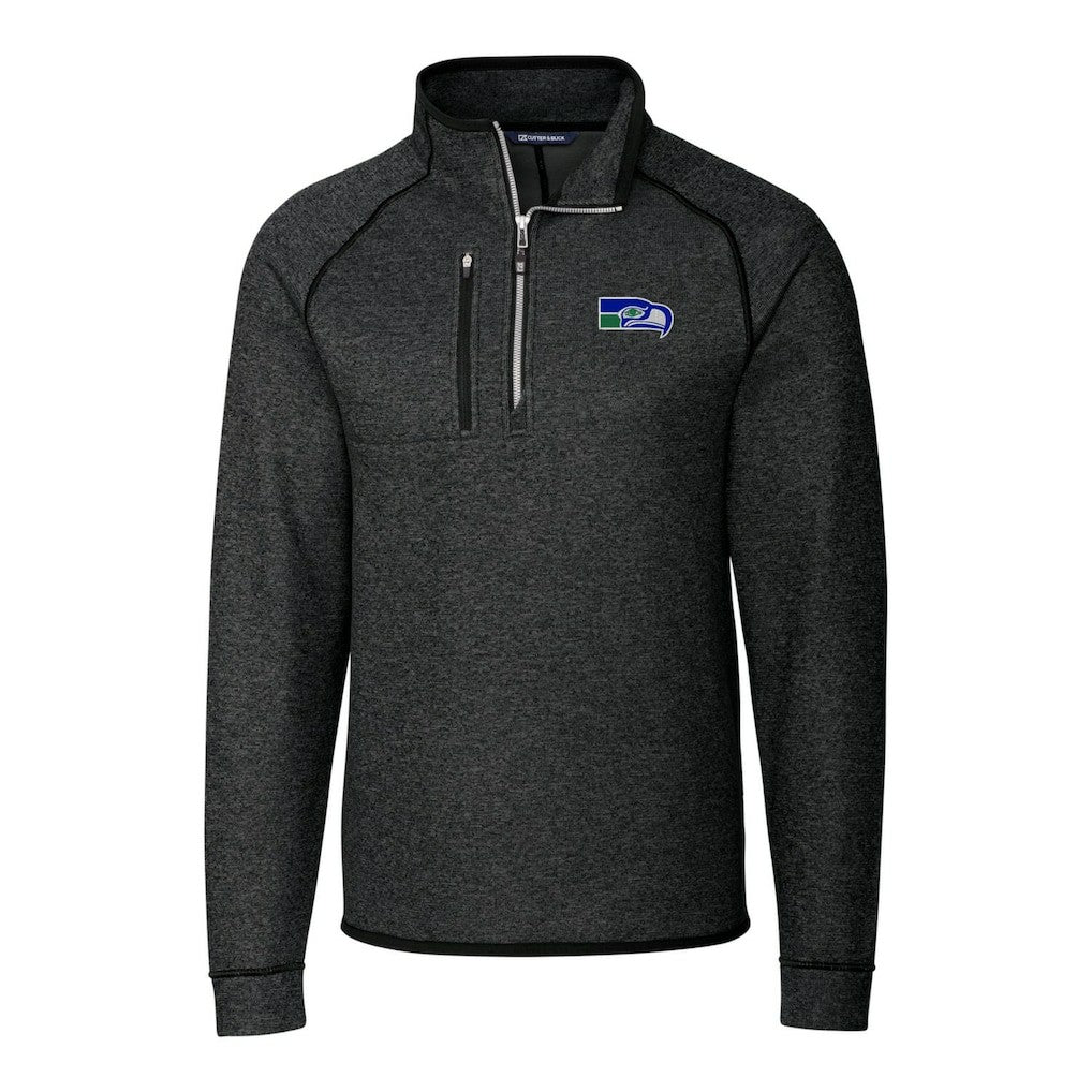 Seattle Seahawks Cutter & Buck Throwback Logo Mainsail Sweater-Knit Half-Zip Pullover Jacket - Heather Charcoal Pullover