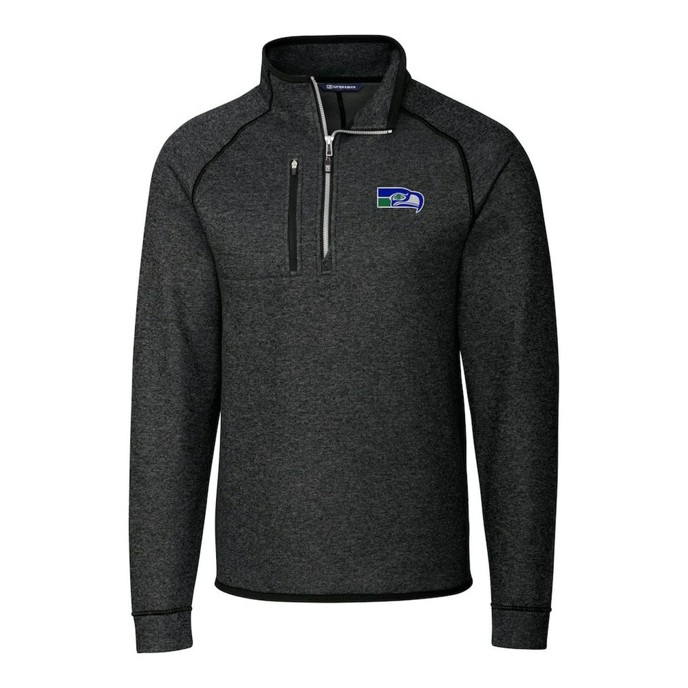 Seattle Seahawks Cutter & Buck Throwback Logo Mainsail Sweater-Knit Half-Zip Pullover Jacket - Heather Charcoal Pullover