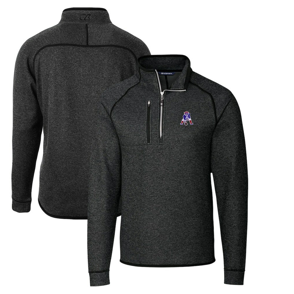 New England Patriots Cutter & Buck Throwback Logo Mainsail Sweater-Knit Half-Zip Pullover Jacket - Heather Charcoal Pullover