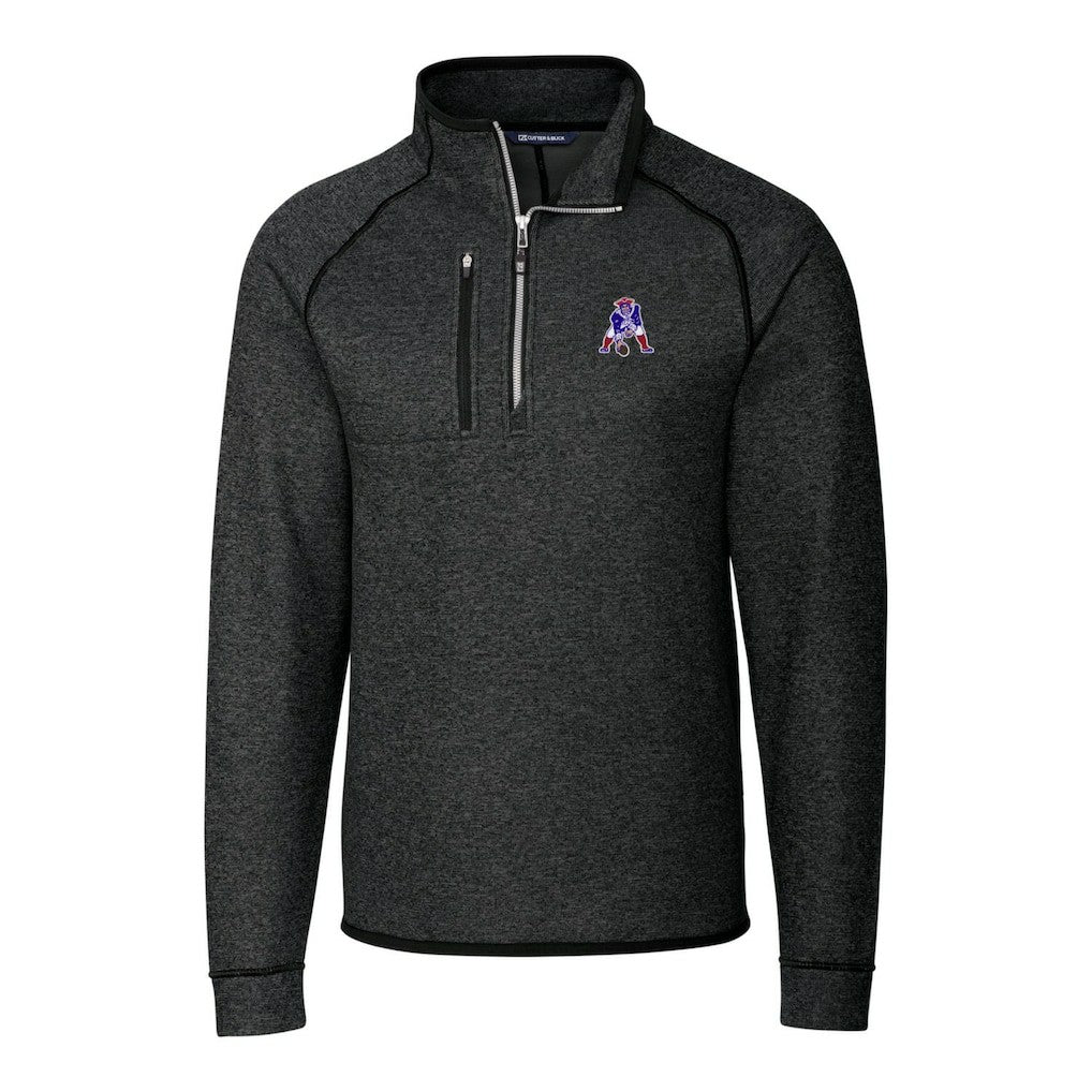 New England Patriots Cutter & Buck Throwback Logo Mainsail Sweater-Knit Half-Zip Pullover Jacket - Heather Charcoal Pullover