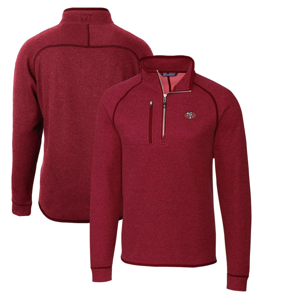 San Francisco 49ers Cutter & Buck Mainsail Sweater-Knit Half-Zip Pullover Jacket - Scarlet Pullover