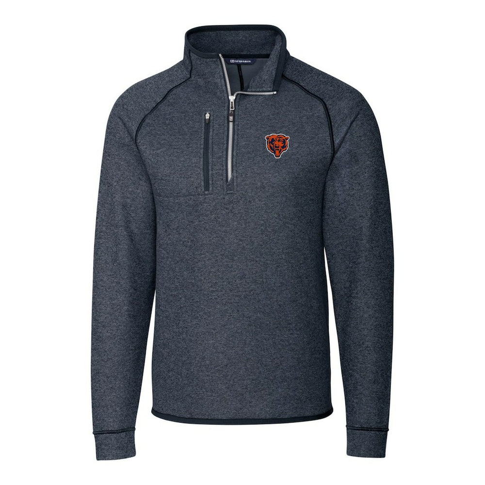 Chicago Bears Cutter & Buck Throwback Logo Mainsail Sweater-Knit Half-Zip Pullover Jacket - Heather Navy Pullover