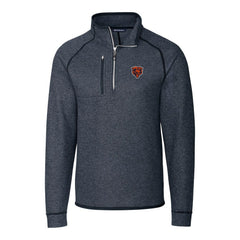 Chicago Bears Cutter & Buck Throwback Logo Mainsail Sweater-Knit Half-Zip Pullover Jacket - Heather Navy Pullover