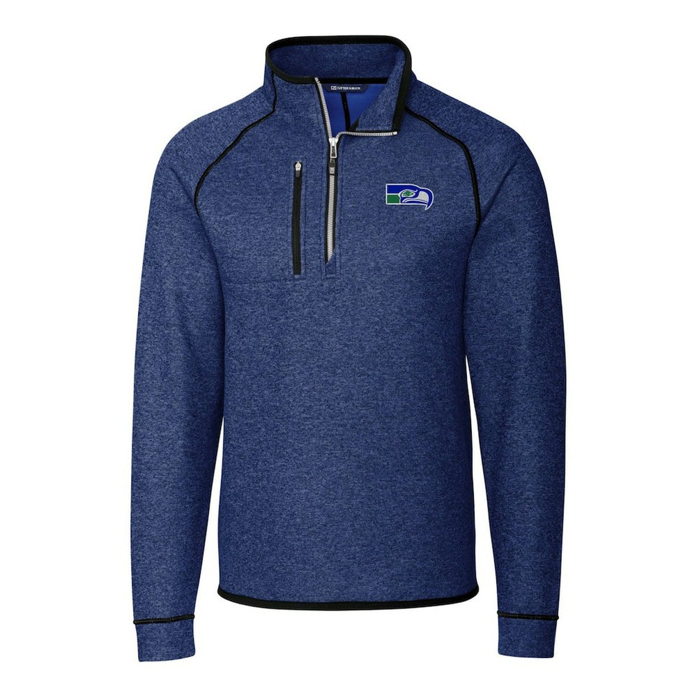 Seattle Seahawks Cutter & Buck Throwback Logo Mainsail Sweater-Knit Half-Zip Pullover Jacket - Heather Royal Pullover