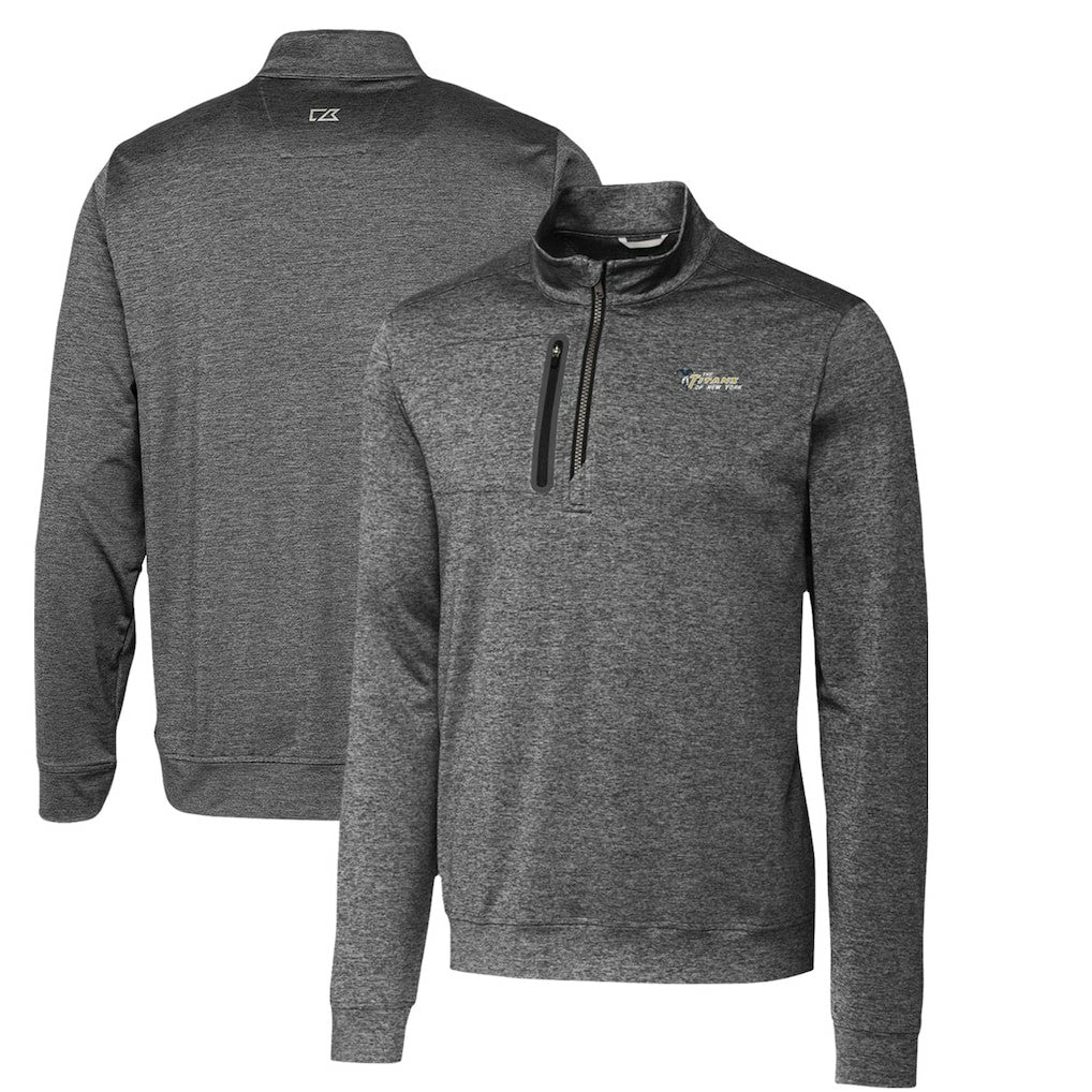 New York Jets Cutter & Buck Stealth Heathered Throwback Logo Quarter-Zip Pullover Top - Steel Pullover
