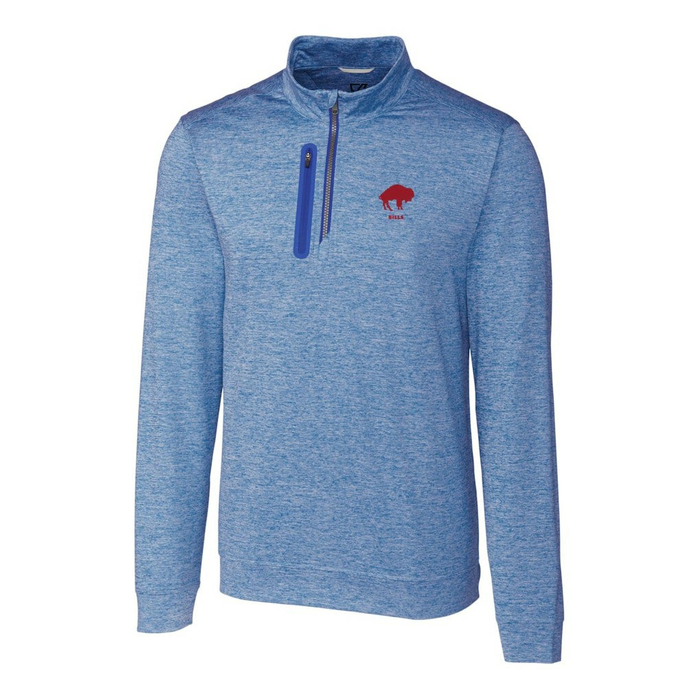 Buffalo Bills Cutter & Buck Stealth Heathered Throwback Logo Quarter-Zip Pullover Top - Royal Pullover