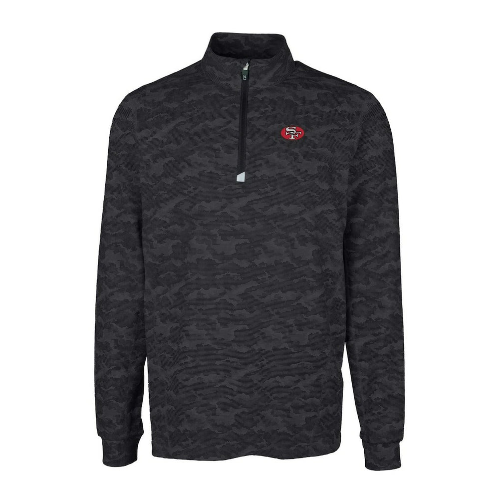 San Francisco 49ers Cutter & Buck Throwback Logo Traverse Camo Print Stretch Quarter-Zip Pullover Top - Black Pullover